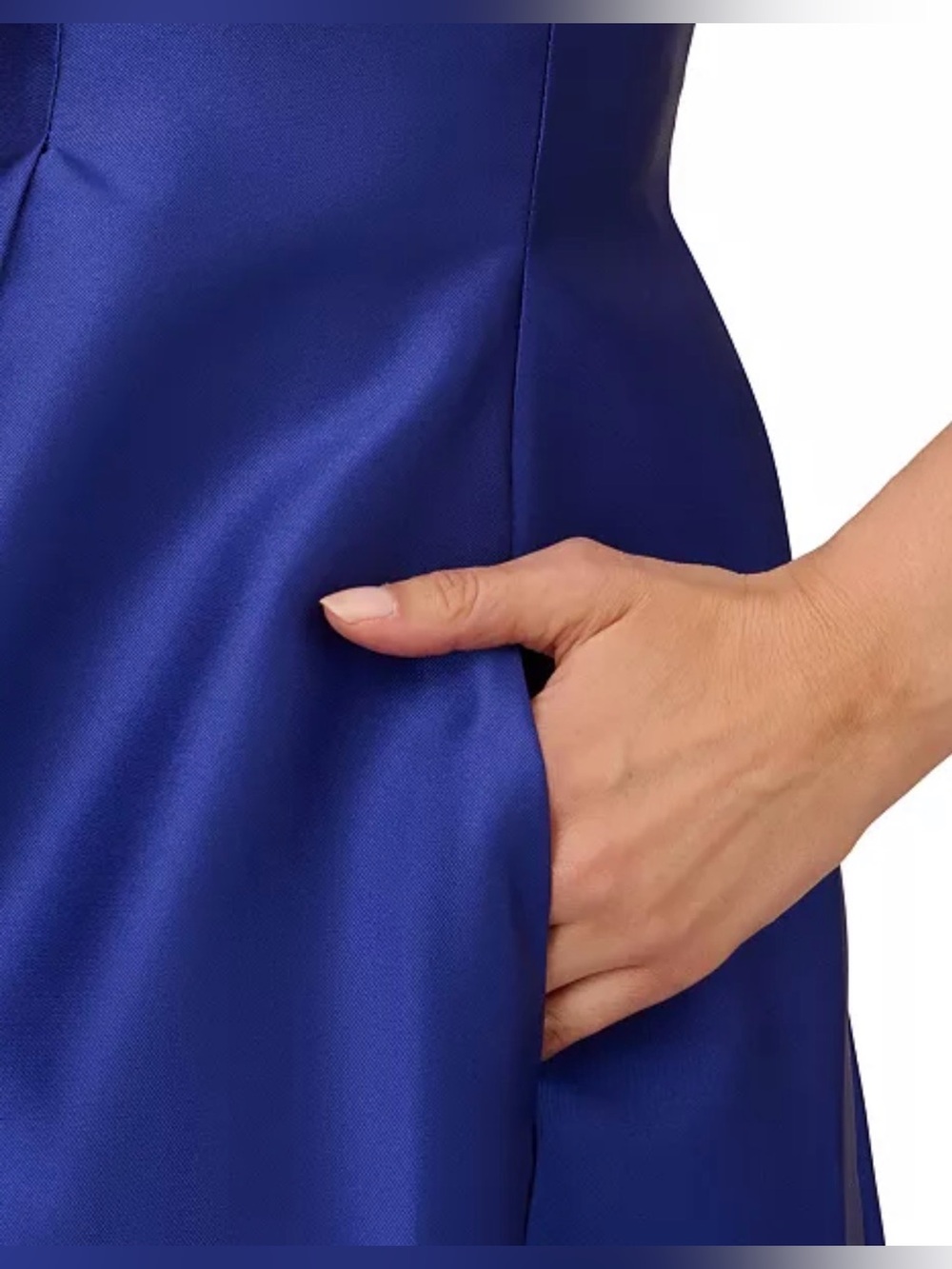 Adrianna Papell Satin Boatneck Midi Dress in Cobalt Blue - Picture 4 of 6